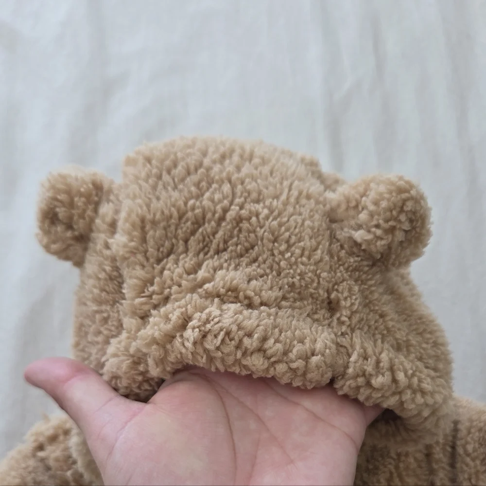 Baby GAP Cozy Teddy Fleece Hooded One-Piece in Tan Size 6-12 Months